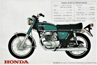 RARE VINTAGE 1971 HONDA CB - 350 K3 SPORT MOTORCYCLE SALES BROCHURE 3