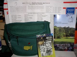 Masters Golf Tournament Fanny Pack Green Adjustable 2002 Spectator Guide & Pass
