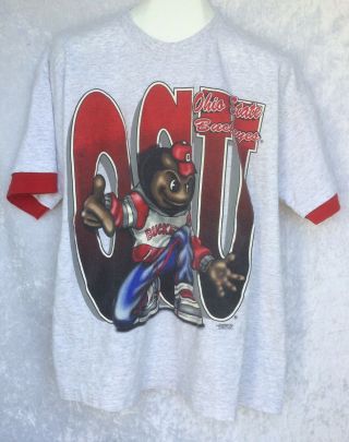 Ohio State Buckeyes Brutus Graphic T Shirt Hip Hop Vintage Big Logo Adult Large