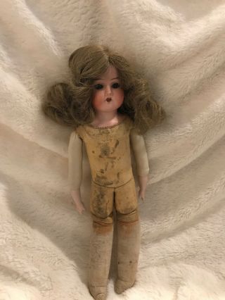 Antique Germany Armand Marseille Bisque and Leather Body doll Mabel 13” tall 2