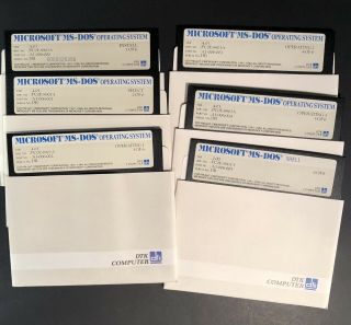 Microsoft Ms - Dos Operating System Version 4.  01 1981 - 1988 6 Floppy Discs Dtk