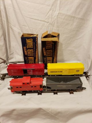 Vintage Gilbert Toys American Flyer Box Cars,  Hopper Car And Caboose