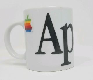 Vintage 80s Apple Macintosh Rainbow Logo Mug Coffee Cup White California Vtg