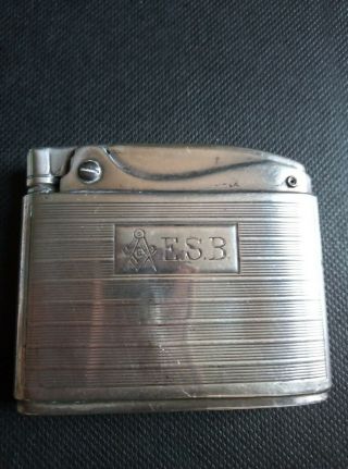 Vintage Cigarette Lighters Ronson Sterling Silver Petrol.  Masonic Symbol,