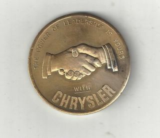 Vintage Brass Chrysler Automobile Auto Car Leaderhip Coin Token Medal Medallion
