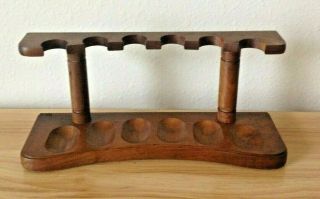 Vintage Decatur Industries Solid Wood 6 Tobacco Pipes Rack.  Made In Usa