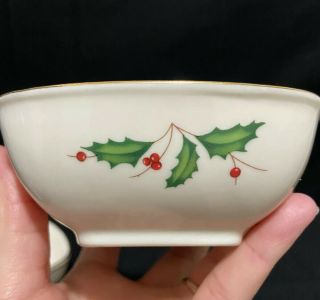 2 Vtg Lenox Holiday Xmas Holly Berry Square Dishes Home Decor Candy Nut Dish 4 "