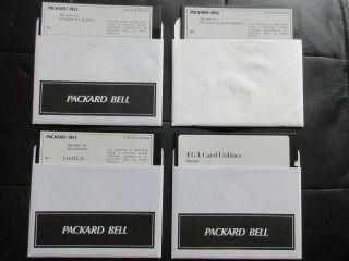 4 Vintage Packard Bell Floppy Disks 1987 Ms - Dos 3.  3 & Ega Card Utilities