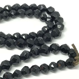 Antique Victorian Faceted Whitby Jet Bead Necklace