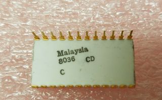 Vintage and rare Intel C2716 UV eraseable EPROM,  GOLD CERAMIC 24 pin case. 2