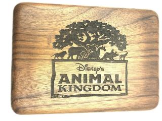 Vintage Walt Disney Animal Kingdom Engraved Keepsake Jewelry Wood Trinket Box
