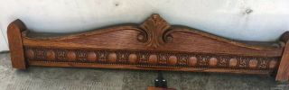 Antique Architectural Wood Solid Oak Pediment Header Mantel Board Salvage 36.  75”