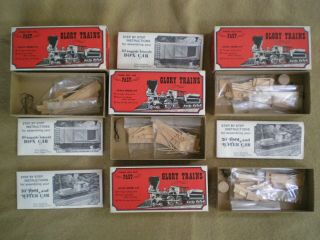 Vintage Ho Scale Grouping Of Glory Trains Un - Assembled Wood With Boxes