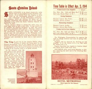 1914 Santa Catalina Island Steamship Timetable Brochure Banning Line Ocean Going 3