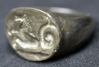 STUNNING ROMAN SOLID SILVER SEAL RING 3