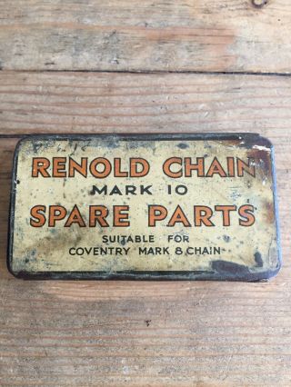 Rare Vintage 1920’s Renold - Coventry Motorbike Mark 10 Chain Spare Parts Tin