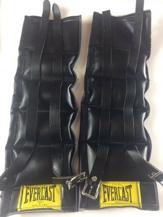Set Of 2 Vintage Everlast 2.  5 Lb Pound Black Leather Ankle Weights