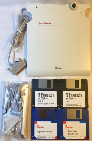Vtg Pc Paintbrush Genius Easypainter Stylus Pen & Pad Ibm Floppy Disc