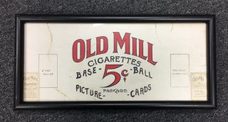Vintage T206 Old Mill Cigarettes Baseball Card Ad Framed 8x17