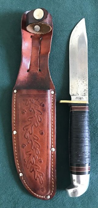 Vintage 1960’s Western Usa Model - L46 - 5 Hunting Survival Knife W/sheath,  Os.