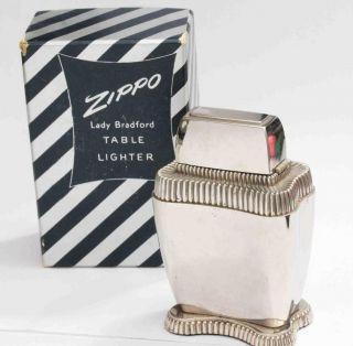 1950s Vintage Zippo Lady Bradford Lighter W/ Box,  Pouch & Paper