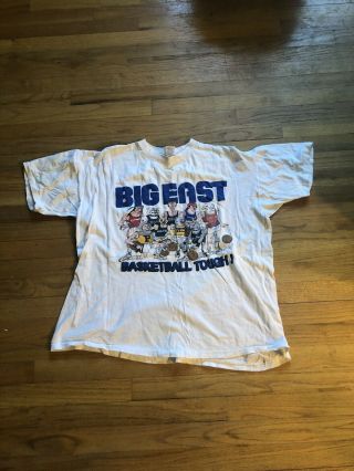 Vintage Ncaa Big East Basketball 1990s T - Shirt Courts Size Xl Signal White