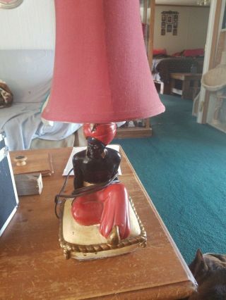 Blackmoor Chalkware Mid Century Nubian Genie Lamp.  Lamp.  Man Genie