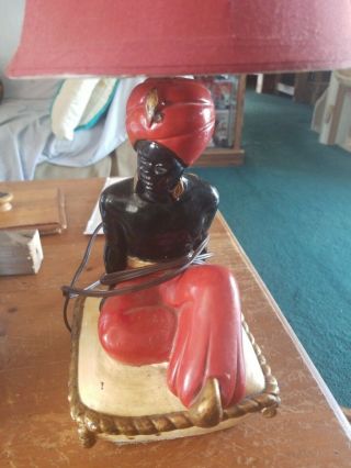 Blackmoor Chalkware Mid Century NUbian Genie Lamp.  Lamp.  Man genie 2