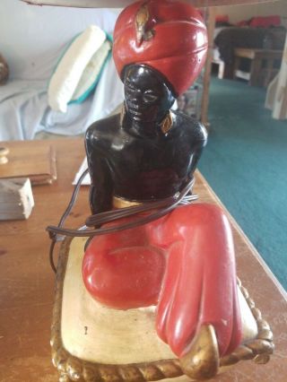 Blackmoor Chalkware Mid Century NUbian Genie Lamp.  Lamp.  Man genie 3