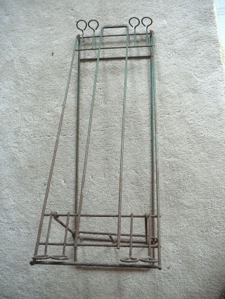 Antique Heavy Wire Country Store Floor Model Broom Rack Holder Display Old Good