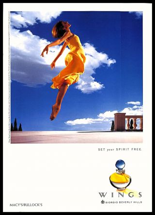1993 Giorgio Beverly Hills Wings Perfume Scented Vintage Print Ad Fragrance