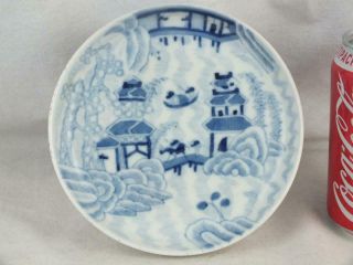 Fine 19th C Chinese Porcelain Blue And White Figures Landscape Saucer Dish
