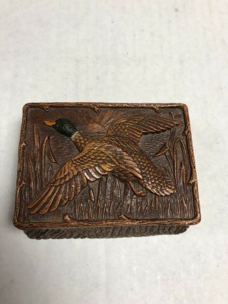1946 Vintage Duck Trinket Box Multi Products Inc Carved Millard Syrocco Wood