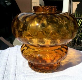 Vintage Glass Amber Lamp Globe - Mid Century Modern - Large