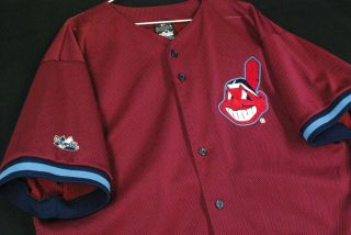 Vintage Cleveland Indians Chief Wahoo Red Baseball Jersey Mens L Usa Majestic