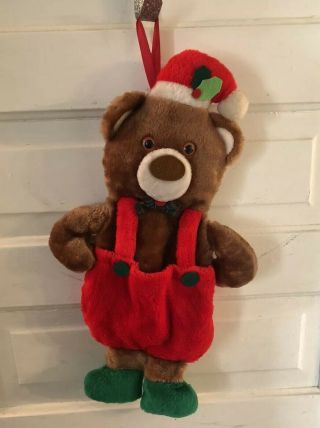 Vintage Plush Eatons Theodore Teddy Bear Overalls Christmas Stocking Htf