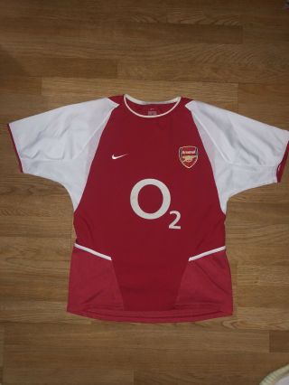 Vtg 2002 - 2003 Arsenal Fc O2 Nike Soccer Football Jersey Shirt Home Red Men 