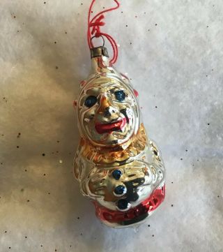 Vintage Glass Christmas Ornament Clown Jester Punch Figural West Germany Blown