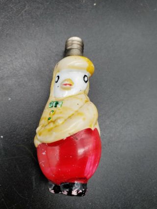 Vintage Antique Christmas Light Bulb Milk Glass Figural Clothed Bird Japan