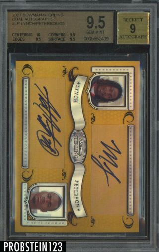 2007 Bowman Sterling Gold Refractor Adrian Peterson Lynch Rc Auto /20 Bgs 9.  5