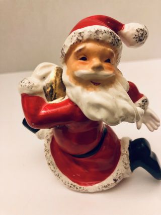 Napco Santa With Football Sports Vintage Figurine National Potteries Japan Rare