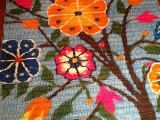 Vintage Wool Wall Hanging Flower Power Handmade Peruvian Woven Folk Art Boho 2