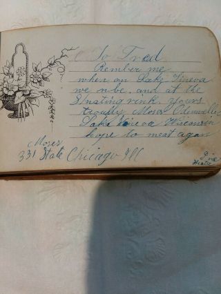 Antique 1800 ' s Autograph Book With Signatures and poems. 3