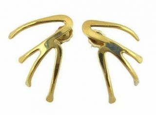 Vintage Abstract 18k Gold Over Sterling Silver Modernist 925 Earrings 3.  5 Grams