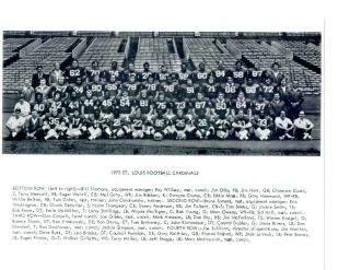 1973 St.  Louis Cardinals 8x10 Team Photo Nfl Football Missouri Usa Hart Bakken
