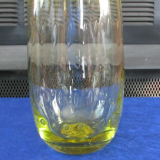 Vintage large yellow Mid - Century Blenko style glass vase 2
