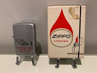 Zippo 1946 Or 1947 - Brushed Finish 2 Colour Advertiser Zippo 3 Barrel Hinge
