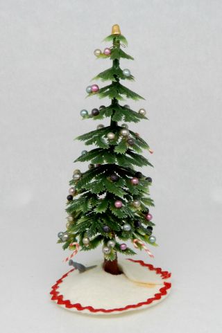 Vintage Christmas Tree W Ornaments Dollhouse Miniature 1:12