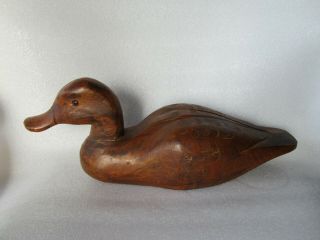 Antique Wooden Mallard Duck Decoy Hand Carved W/glass Eyes Signed Made In Canada