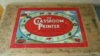 Vintage 1932 The Classroom Printer - Stamp Set The Classroom Teacher Wooden Box
